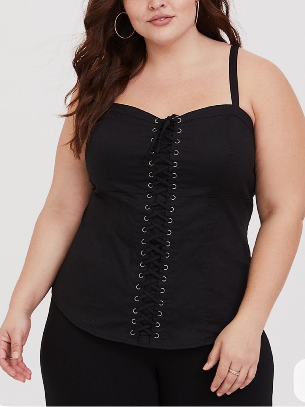 Torrid Black Lace-Up Corset Cami L